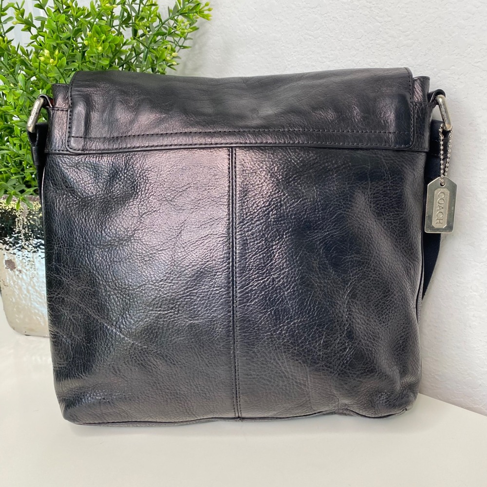 COACH Sullivan Small Messenger‎ Crossbody Purse Black Calf Leather Unisex F72108 - Picture 2 of 16